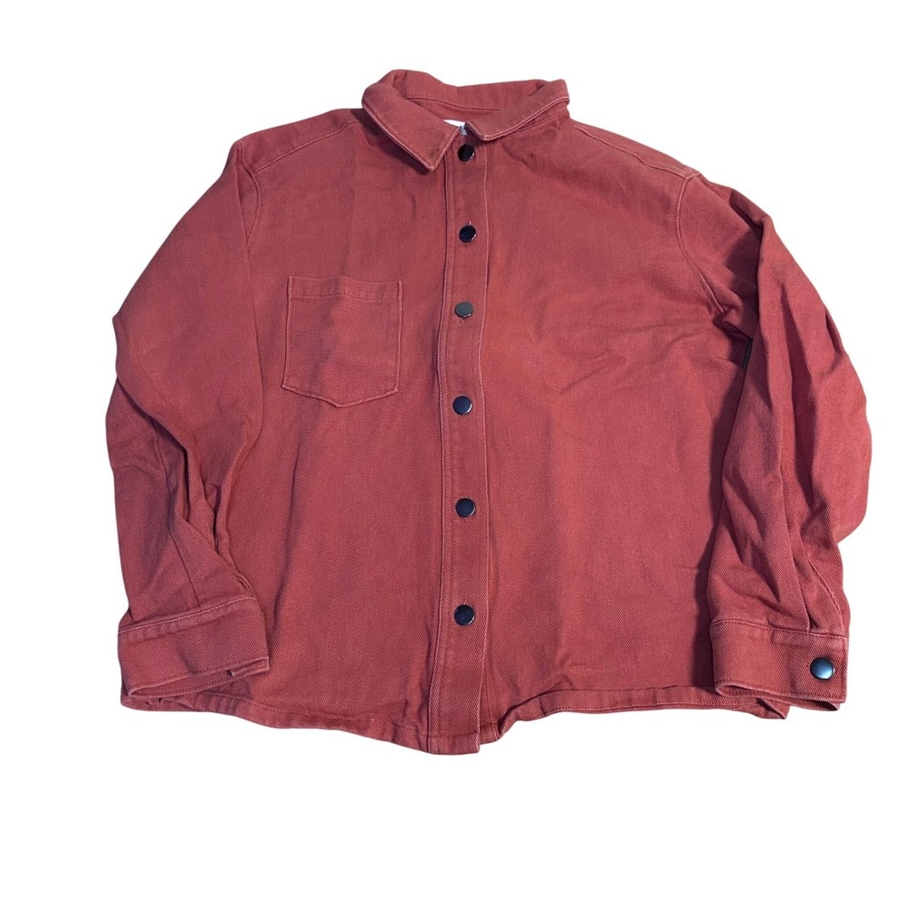 MOD REF Oversized Red Cotton Shacket Shirt Jacket Size M